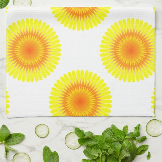 Aangepast zonnebloempatroon theedoek (Gevouwen)