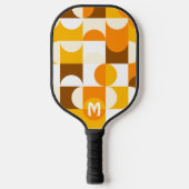 Aangepast zonnig geel Oranje-bruin-retroArt-patroo Pickleball Paddle (Voorkant)