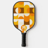 Aangepast zonnig geel Oranje-bruin-retroArt-patroo Pickleball Paddle (Achterkant)