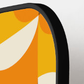 Aangepast zonnig geel Oranje-bruin-retroArt-patroo Pickleball Paddle (Links Detail)