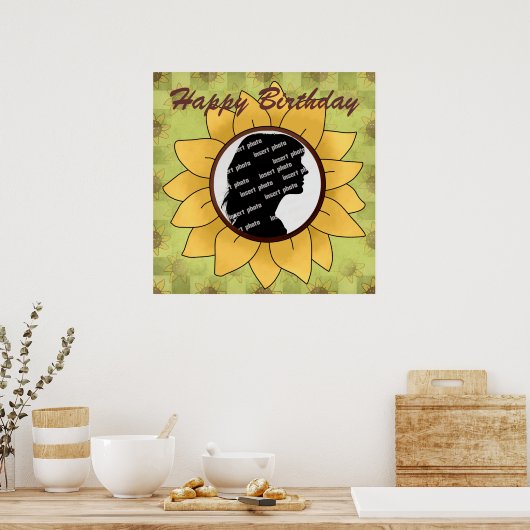 Aangepast zonzonnebloempje Poster (Keuken)