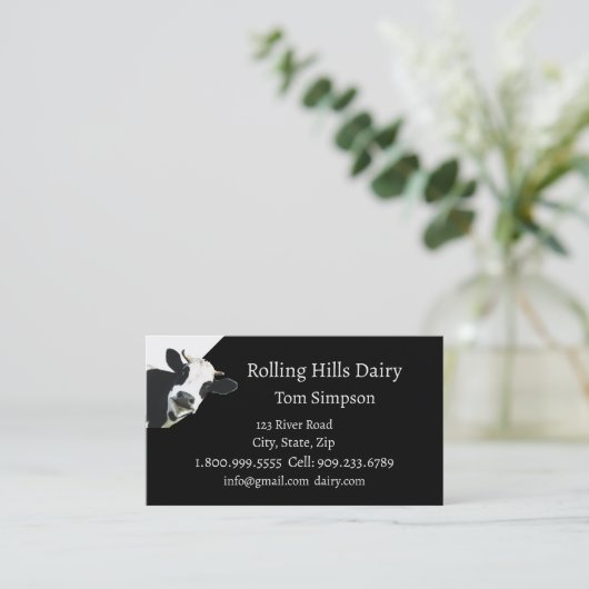 Aangepast zuivelBoerderij Koe Melk Fun Holstein Visitekaartje (Staand voorkant)