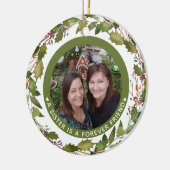 Aangepast zusje is een feestelijke kerstfoto keramisch ornament (Links)