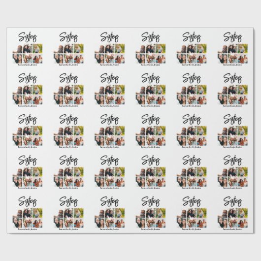 Aangepast zusje script 6 Fotocollage Cadeaupapier (Vlak)