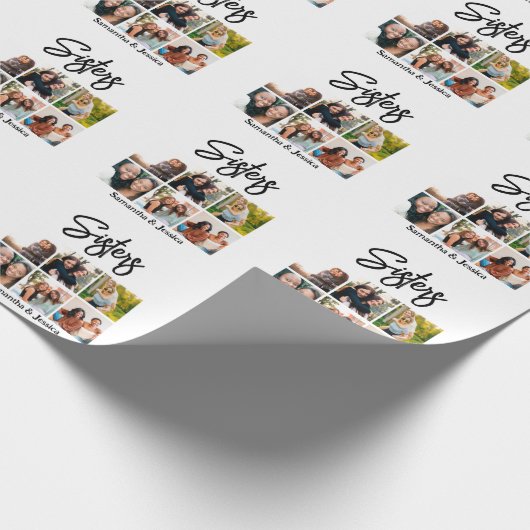 Aangepast zusje script 6 Fotocollage Cadeaupapier (Hoek)