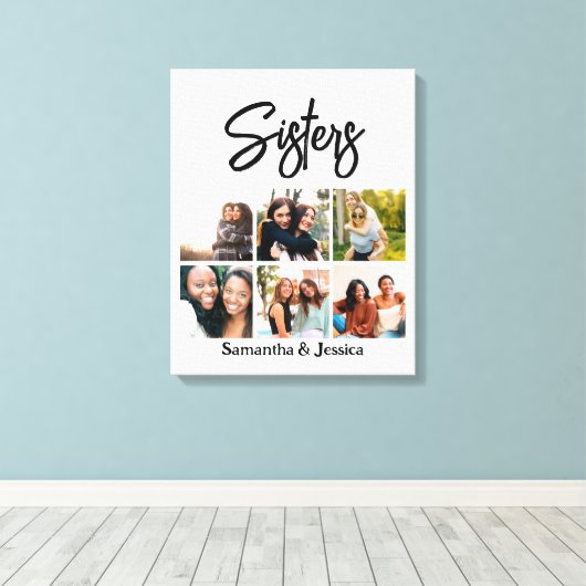 Aangepast zusje script 6 Fotocollage Canvas Afdruk (Insitu (Houten vloer))