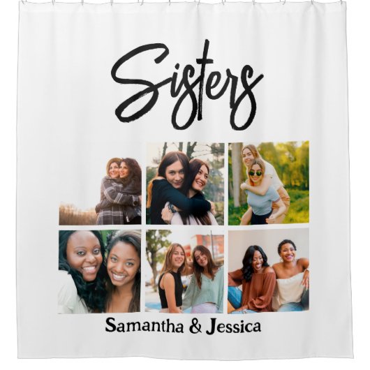 Aangepast zusje script 6 Fotocollage Douchegordijn (Voorkant)