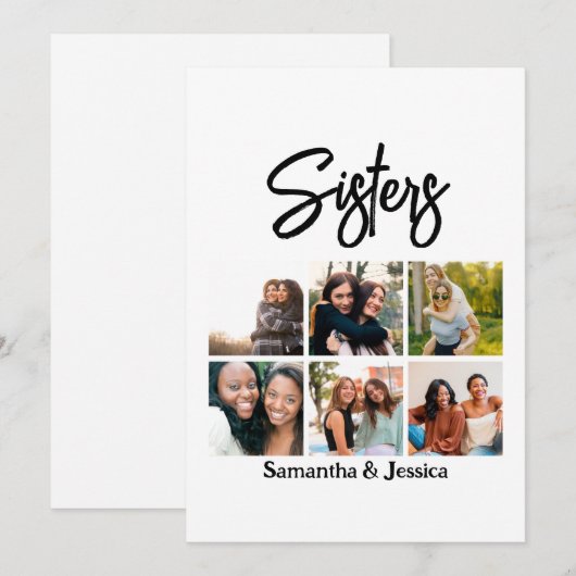 Aangepast zusje script 6 Fotocollage Feestdagenkaart (Voorkant / Achterkant)