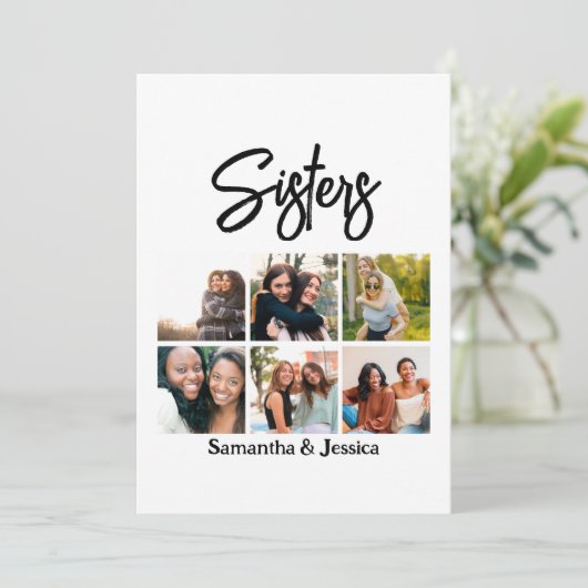 Aangepast zusje script 6 Fotocollage Feestdagenkaart (Staand voorkant)