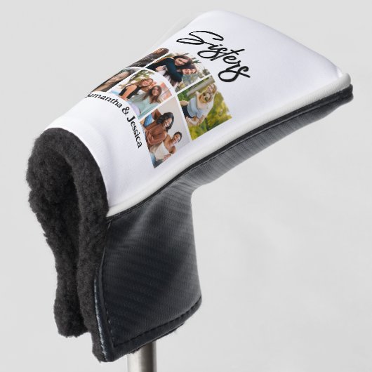 Aangepast zusje script 6 Fotocollage Golfheadcover (3/4 voorkant)
