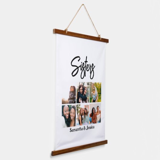 Aangepast zusje script 6 Fotocollage Hangend Wandkleed (Gebogen)