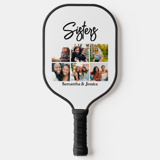 Aangepast zusje script 6 Fotocollage Pickleball Paddle (Voorkant)
