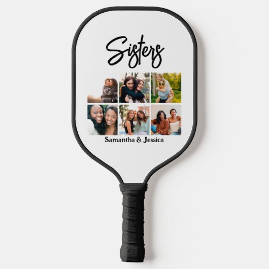 Aangepast zusje script 6 Fotocollage Pickleball Paddle (Achterkant)