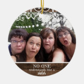 Aangepast zuster Rustic 2-foto met moderne kerstmi Keramisch Ornament (Voorkant)