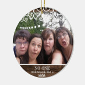 Aangepast zuster Rustic 2-foto met moderne kerstmi Keramisch Ornament (Links)