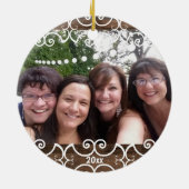 Aangepast zuster Rustic 2-foto met moderne kerstmi Keramisch Ornament (Achterkant)
