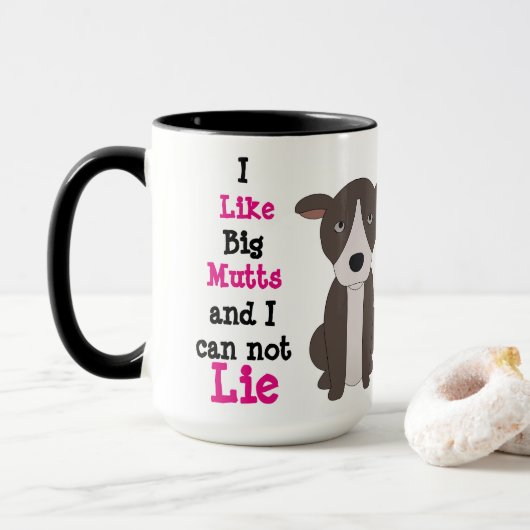 Aangepast zwart 15oz Ringer Mok Big Mutts3 door ZA (Met donut)