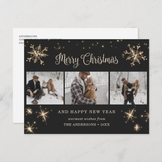 Aangepast zwart 3 Briefkaarten voor prettige feest (Voorkant / Achterkant)