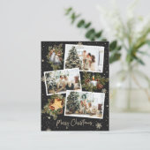 Aangepast zwart 3 fotocollage voor kerst briefkaart (Staand voorkant)
