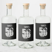 Aangepast zwart, 50e verjaardag op elke leeftijd likeurfles etiket (Flessen)