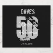 Aangepast zwart, 50e verjaardag op elke leeftijd likeurfles etiket (Enkel label)