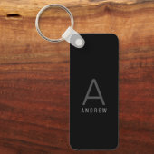 Aangepast zwart, aangepast monogram metaal sleutelhanger (Voorkant)