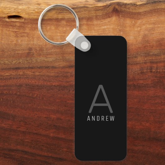 Aangepast zwart, aangepast monogram metaal sleutelhanger (Voorkant)