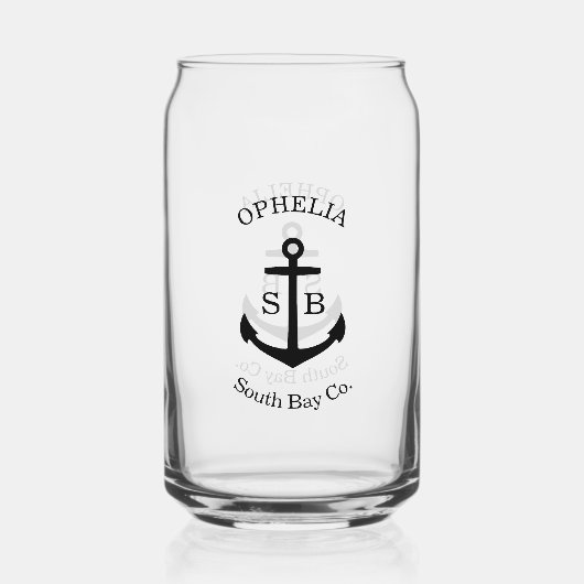 Aangepast zwart ankerembleem blikvorm glas (Achterkant)