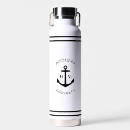 Aangepast zwart ankerembleem waterfles