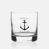 Aangepast zwart ankerembleem whisky glas (Voorkant)