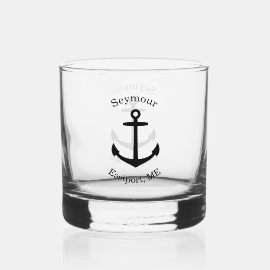 Aangepast zwart ankerembleem whisky glas (Achterkant)
