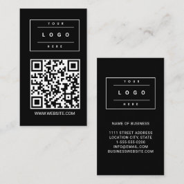 Aangepast zwart bedrijfslogo en website QR-code Visitekaartje