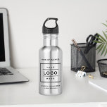 Aangepast zwart bedrijfsmerk met Logo Waterfles<br><div class="desc">Een aangepaste flesje met roestvrij staal is voorzien van uw professionele zakelijke logo,  samen met de tekst voor uw bedrijfsnaam,  slogan,  website,  locatie of andere informatie die u kunt aanpassen. Voeg eenvoudig uw bedrijfruimte aan de zwarte placeholder ruimte van het afbeelding toe,  en vul met uw aangewezen formulering in.</div>