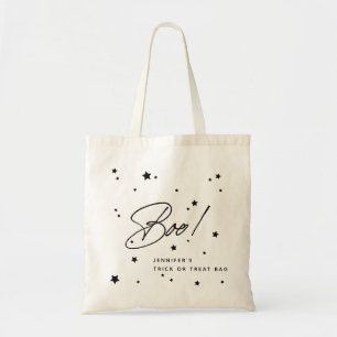 Aangepast zwart Boo! Verspreide sterren Halloween- Tote Bag