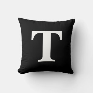 Aangepast zwart effen modern monogram kussen