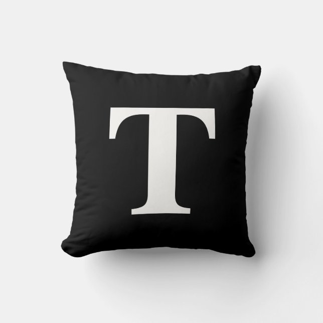 Aangepast zwart effen modern monogram kussen (Voorkant)