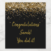 Aangepast zwart en goud afstudeerfeest Afgestudeer Wijn Etiket (Enkel label)