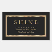 Aangepast zwart en goud rechthoekige sticker (Voorkant)