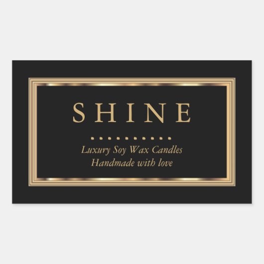 Aangepast zwart en goud rechthoekige sticker (Voorkant)