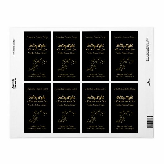 Aangepast zwart- en goudproduct etiket (Full Sheet)