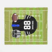 Aangepast zwart en grijs Football Jersey ter plaat Fleece Deken (Voorkant (Horizontaal))