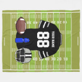 Aangepast zwart en grijs Football Jersey ter plaat Fleece Deken (Voorkant (Horizontaal))