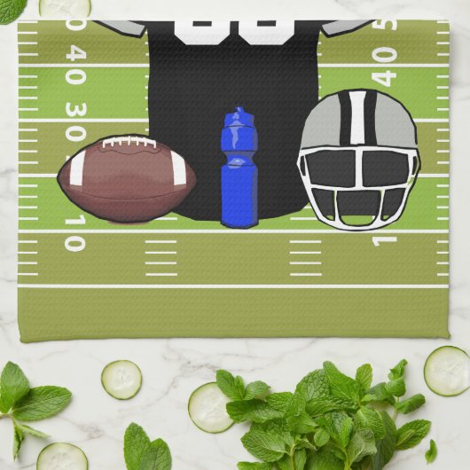 Aangepast zwart en grijs Football Jersey ter plaat Theedoek (Gevouwen)