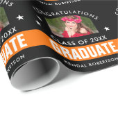 Aangepast zwart en Oranje Afstuderen Cadeaupapier (Rol Hoek)