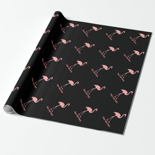 Aangepast zwart en roze flamingo vogelverpakkingsp cadeaupapier (Uitgerold)