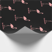 Aangepast zwart en roze flamingo vogelverpakkingsp cadeaupapier (Hoek)