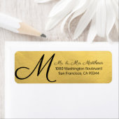 Aangepast zwart Faux Gold Foil Monogram Letter Ret Etiket (Insitu)
