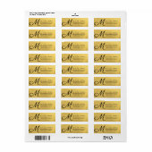 Aangepast zwart Faux Gold Foil Monogram Letter Ret Etiket (Full Sheet)