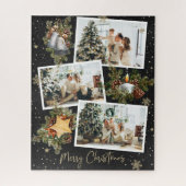 Aangepast zwart fotocollage Kerstmis Jigzaag Puzzl Legpuzzel (Verticaal)