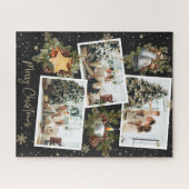 Aangepast zwart fotocollage Kerstmis Jigzaag Puzzl Legpuzzel (Horizontaal)